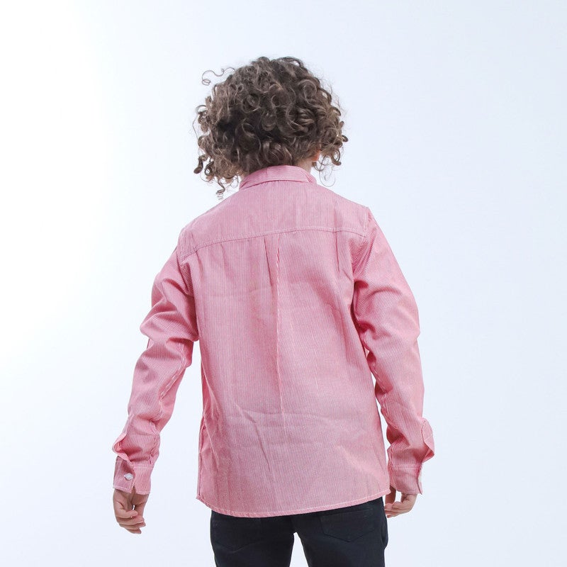 BEBO Boys' striped long-sleeved shirt_Red - Image 4